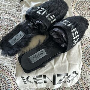 Kenzo Black Fur Slides